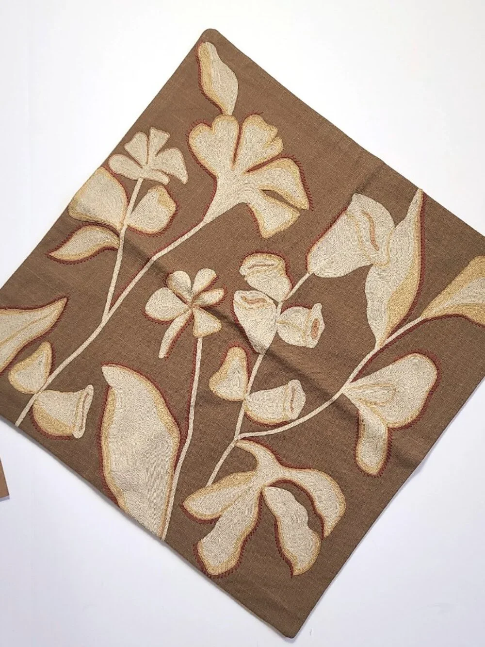 West Elm NEW 20-inch Crewel Garden Pillow Cover 100% Cotton